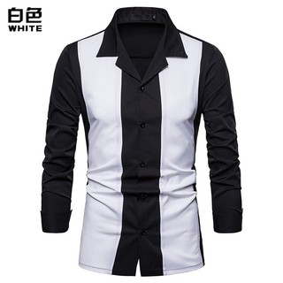 Áo sơ mi nam dài tay phối 2 màu chất cotton mát thấm hút mồ hôi tốt H39