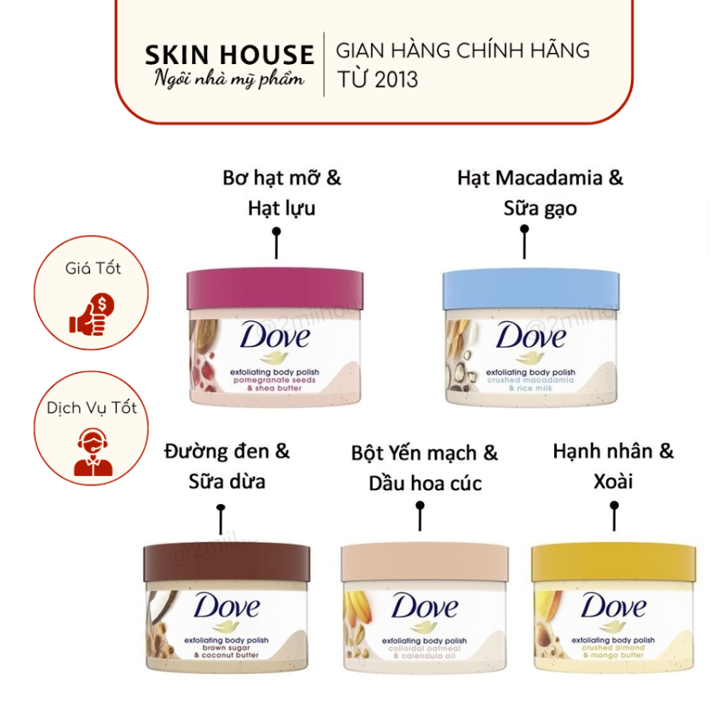 Kem Tẩy Tế Bào Chết DOVE Exfoliating Body Scrub Creme-Dusch-Peeling 225ml