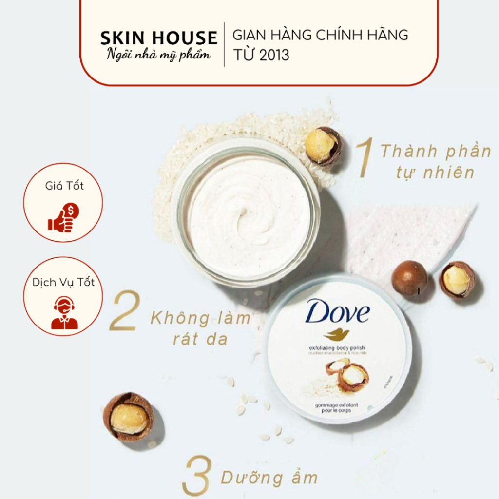 Kem Tẩy Tế Bào Chết DOVE Exfoliating Body Scrub Creme-Dusch-Peeling 225ml