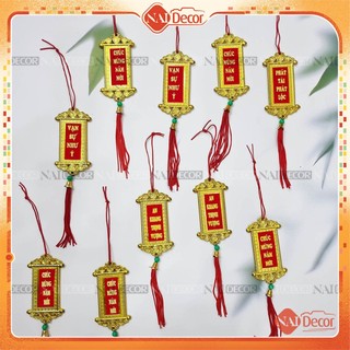 Thẻ bài treo tết, liễn treo tết nai decor phụ kiện trang trí, chụp ảnh