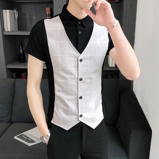 Áo sơ mi cộc tay nam kiểu dáng gile phong cách Hàn Quốc sang trọng lịch lãm H42
