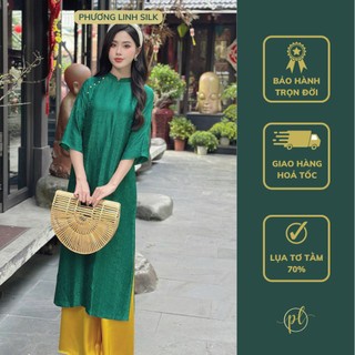 Áo Dài Suông " Ngọc Lãm" Áo Dài Xanh Lá Hiện Đại, Sang Trọng
