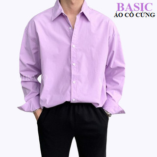 Áo sơ mi nam trơn basic dài tay DIRAZO phong cách áo truyền thống học sinh,công sở,chất liêu vải lụa Hàn cao cấp