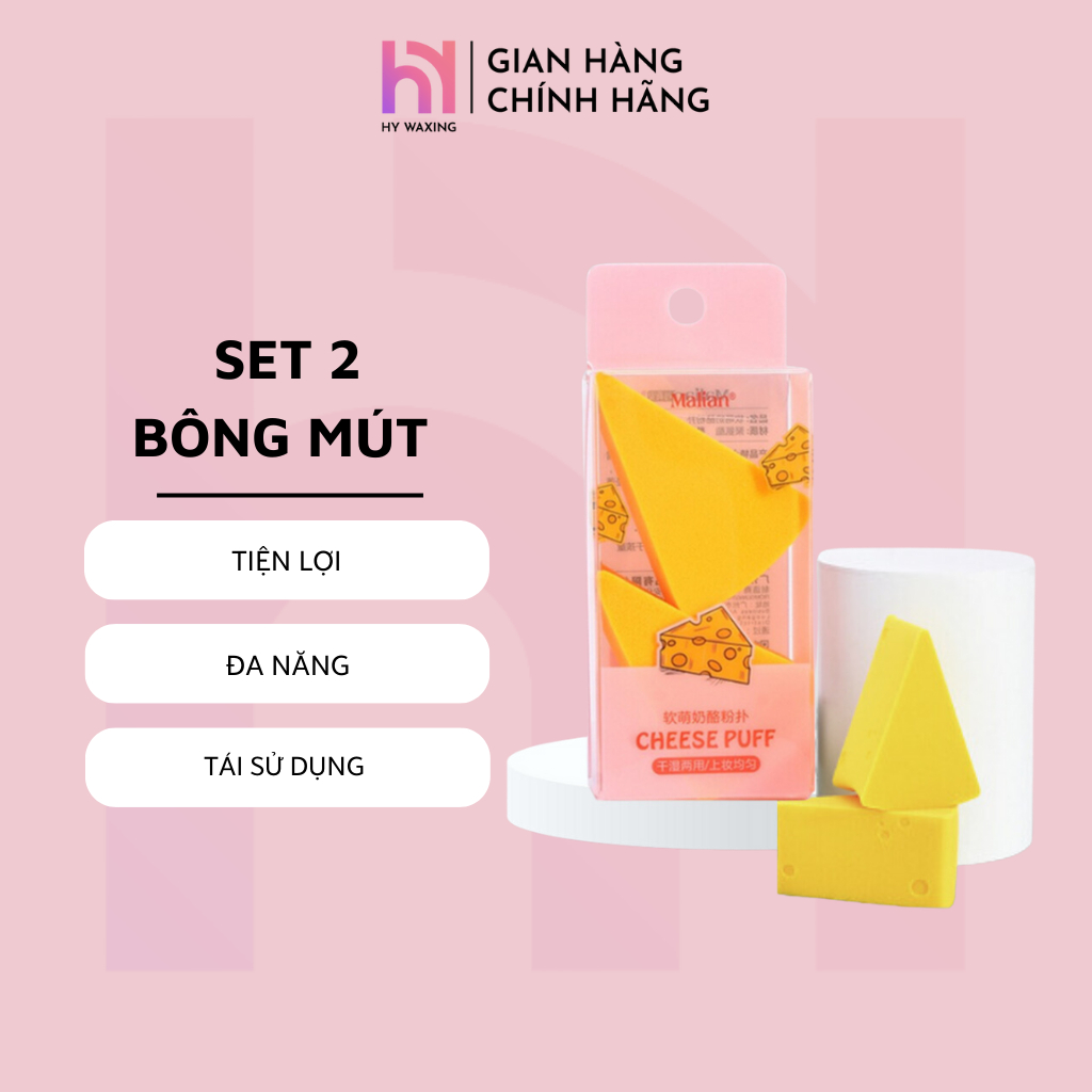 Combo 2 Bông Mút Tán Kem Nền HY WAXING Mềm Mại Tiện Dụng CI-048