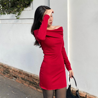 CHICBAE21 - Đầm gập trễ vai thun gân