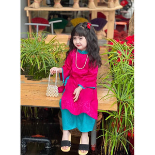 áo dài gấm cho mẹ và bé