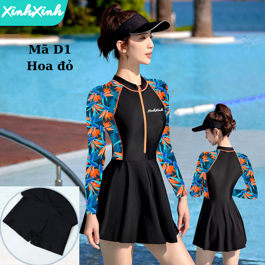 Đồ bơi dài tay liền váy, Malishang D9