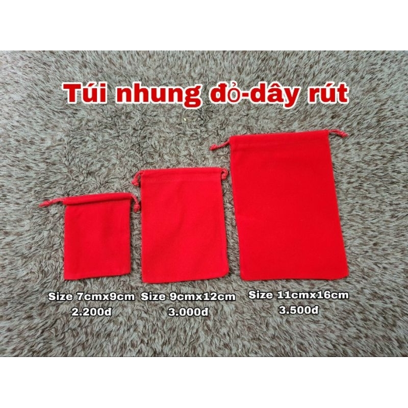 Túi Nhung đỏ dây rút