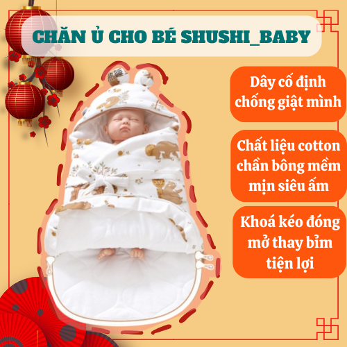 Chăn Ủ Chần Bông Cho Bé Sơ Sinh, Ủ Kén Cho Bé Mùa Đông Quấn Chũn Nhộng Chũn Sơ Sinh Chống Giật Mình Shushi_baby