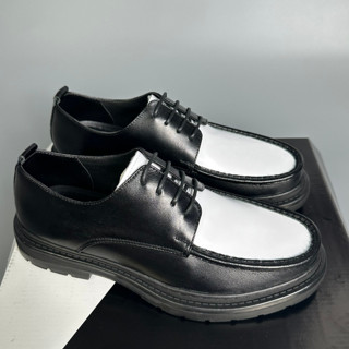 Giày derby classic da bò nguyên tấm mũi giày được khâu viền khỏe khoắn kiểu dáng giày tây nam công sở đế cao su khâuviền