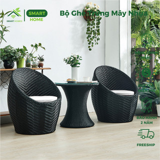 Bộ ghế trứng mây nhựa Smarthomes cao cấp trang trí sân vườn ban công phòng ngủ phòng khách quán cafe nghỉ dưỡng bể bơi