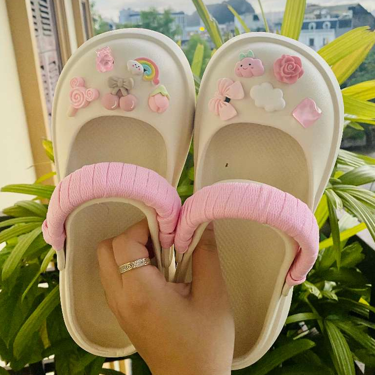 Dép cross sục nữ XIXITIAO  đế cao 5cm Charm + bộ dây Mayto kiểu sandal quai hậu dễ thương hot trend CS-15