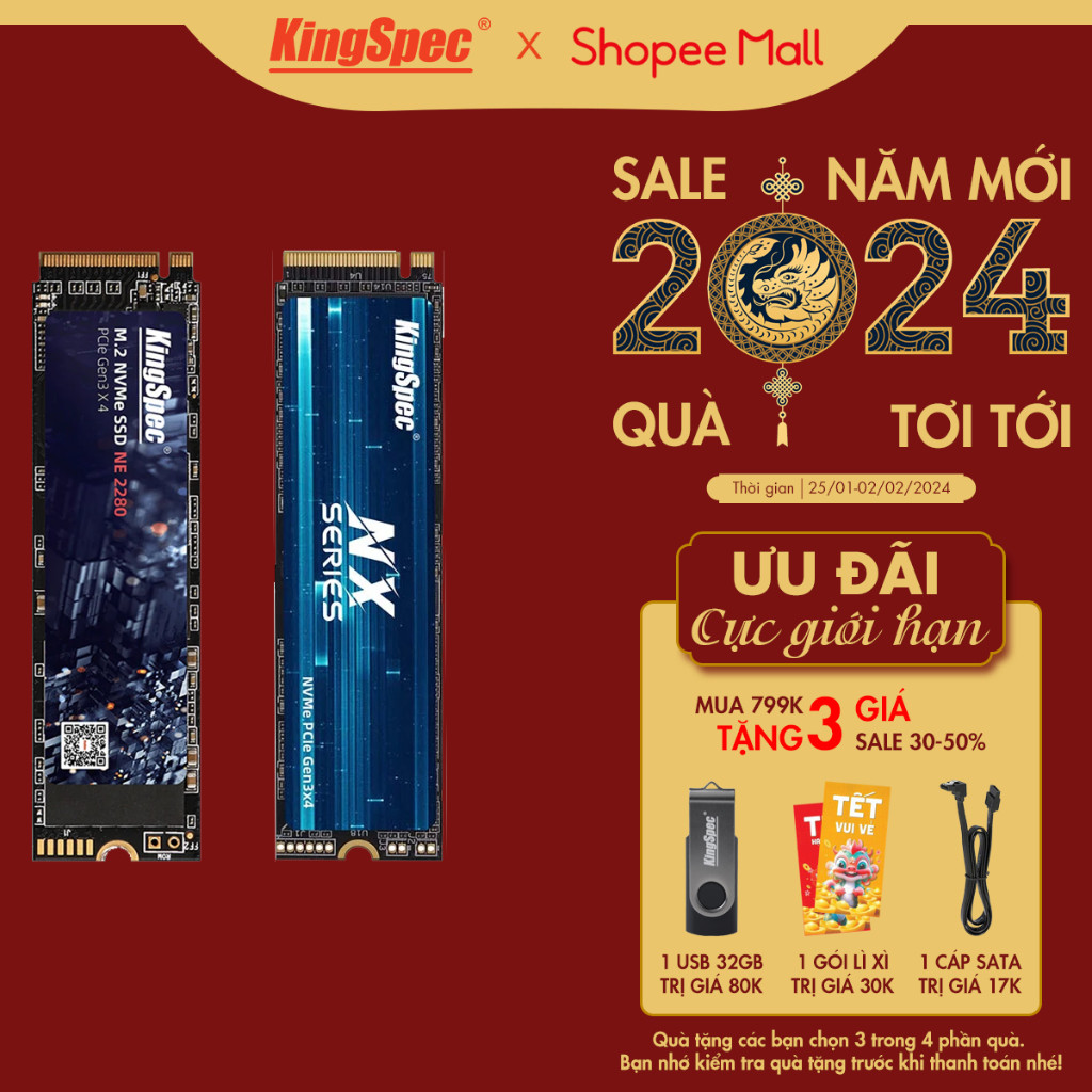 Ổ cứng SSD KingSpec M2 NVMe / SATA | NE , NX , NT – Hàng Chính Hãng