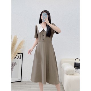 Đầm bigsize béo design - đầm cổ be
