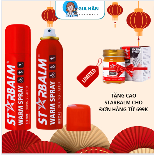 Chai xịt nóng Starbalm Warm Spray giúp tăng tuần hoàn máu qua các cơ (150ml)