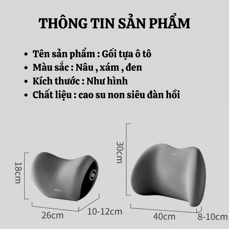 Gối Tựa Ô Tô Naomi Chất Liệu Cao Su Non Mềm Mại Hỗ Trợ Tựa Đầu Và Lưng Giảm Đau Mỏi | BigBuy360 - bigbuy360.vn