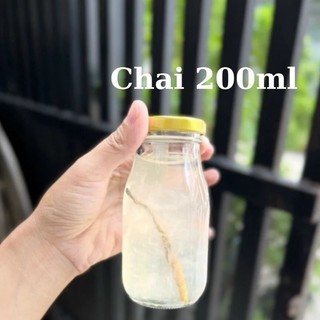 Chai /Lọ thủy tinh 200ml nắp thiếc màu Vàng.