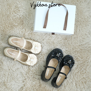 Giày Búp Bê Lolita Nữ Quai Đơn Phối Nơ Da Bóng Cực Xiṇh ( Phong Cách Hàn Quôc)  G. Lollita_Nơ