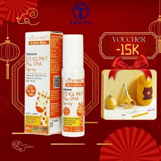 Bổ sung canxi, DHA Vitatree Premium D3K2MK7 Plus DHA Spray 20ml