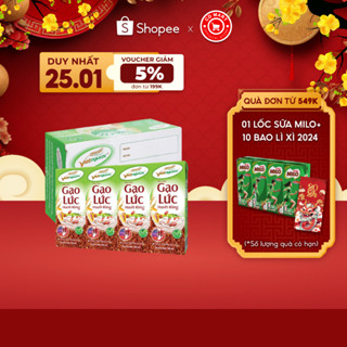  Thùng 48 Hộp Sữa Gạo Lức Huyết Rồng VIỆT NGŨ CỐC Uống Liền Bổ Sung Chất Xơ Vitamin Thanh Lọc Cơ Thể 180ml  Hộp 