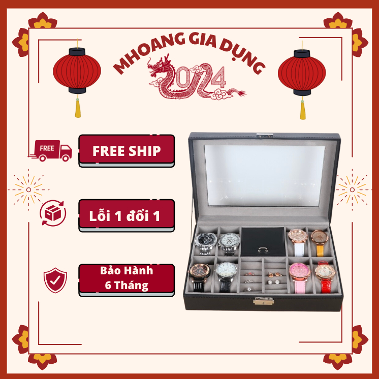 Hộp đựng đồng hồ và trang sức 8 ngăn đồng hồ