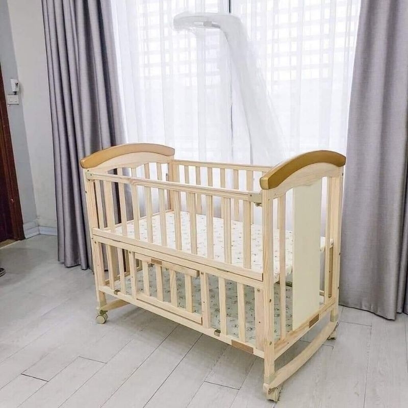 Nôi cũi gỗ Umoo mã UM-08105 cho bé