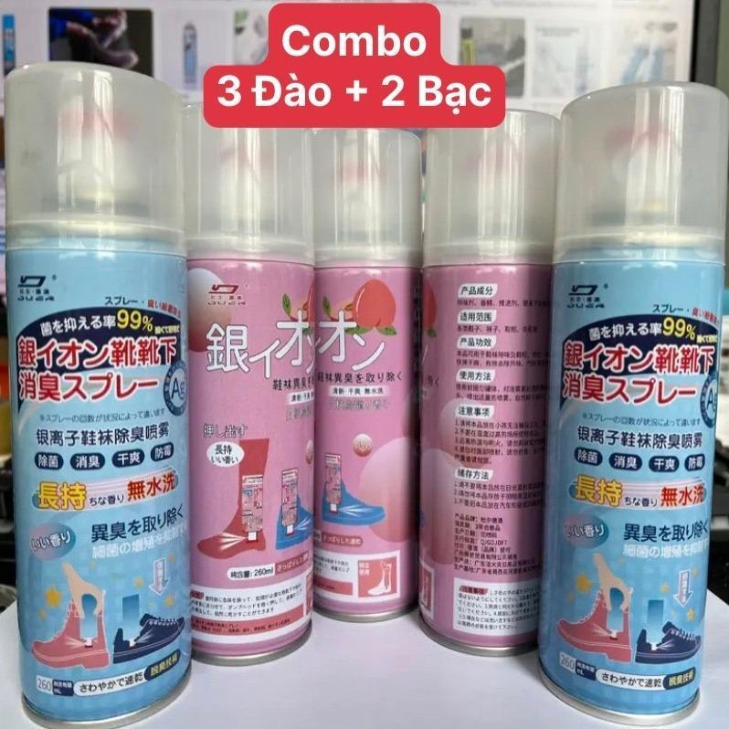 5 Chai xịt Khử Mùi Giày Nano Bạc Diệt Khuẩn Ngăn Ngừa Hôi Chân Lưu Hương 24h