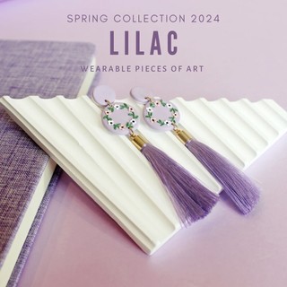 Bông tai hoa Lilac | Trang sức hoa tai đất sét polymer thủ công | LAM Jewelry
