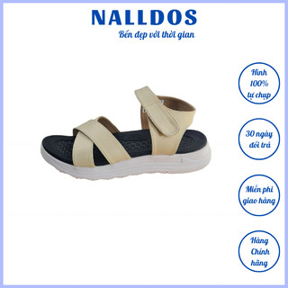 Sandal quai chéo NALLDOS quai da đế bánh mì cao 3cm phylon cao cấp nhẹ, êm, bền
