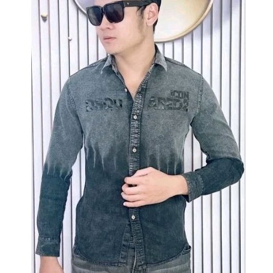 Áo Sơ Mi Nam tay dài trơn chữ ký chất liệu vải đủi có giãn phom ôm body
