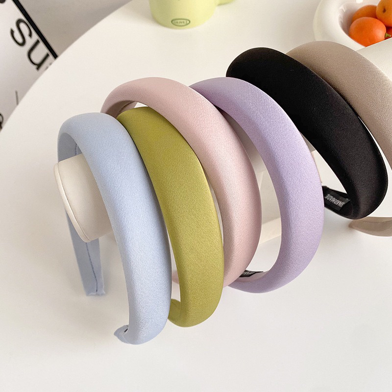 Băng đô cài tóc dạng mấn lụa Satin nhiều màu