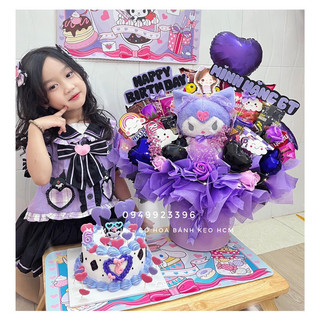 Bó hoa bánh kẹo tím kuromi