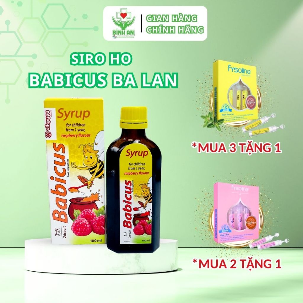 Siro ho Babicus Bổ Phế Ba Lan chai 100ml - Giúp giảm ho, giảm ngứa rát cổ họng cho bé