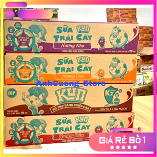 Thùng sữa trái cây lif Kun 48 hộp nhỏ x 110ml đủ vị.