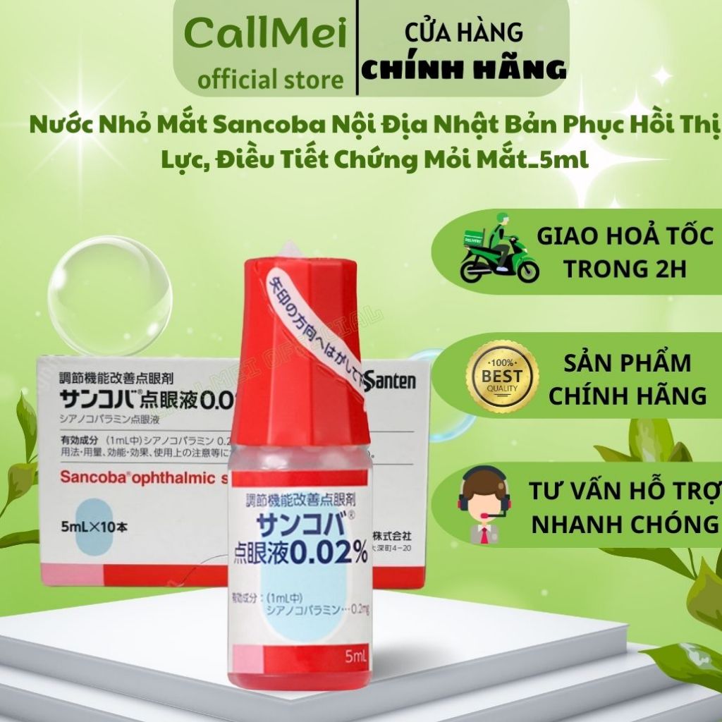 Nước Nhỏ Mắt Sancoba Nội Địa Nhật Bản Phục Hồi Thị Lực, Điều Tiết Chứng Mỏi Mắt_5ml