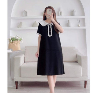 Váy bầu,đầm bầu bigsize dáng suông phối ren cổ cực điệu