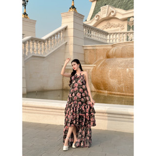 Váy tơ in hoa dáng maxi The Peachy