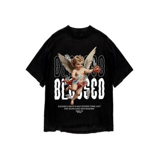 Áo thun in hình unisex nam nữ teeholic cotton cao cấp phong cách retro y2k thiên thần dolla màu đen trắng THS091223_283