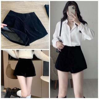 Quần đùi nhung vải dày dặn mềm mịn, quần short nhung cạp cao sang trọng ma932