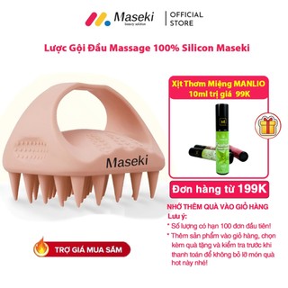 Lược gội đầu silicon mát xa da đầu maseki, bản cao cấp 100% silicon nguyên khối