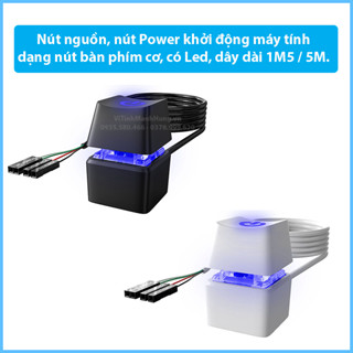 Nút nguồn, nút Power khởi động máy tính dạng nút bàn phím cơ, có Led, dây dài 1M5 / 5M.