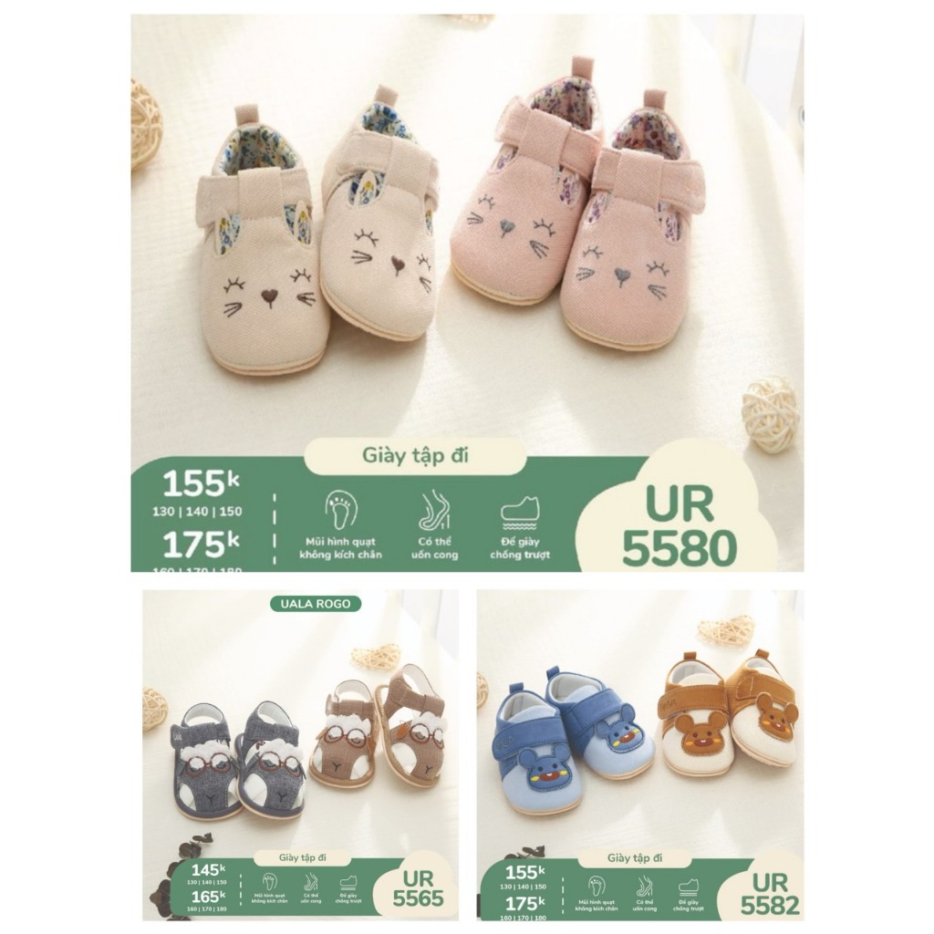 Giầy, dép tập đi cho bé trai, bé gái đế cao su mềm, chống trượt [Lưu ý: Đọc kỹ hướng dẫn chọn size]