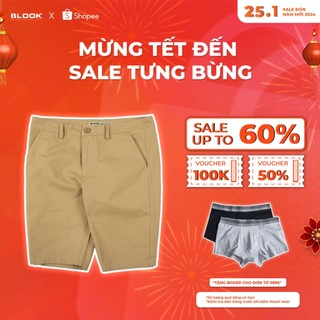 Quần short kaki nam BLOOK chất vải kaki phom lửng ngang gối 30081