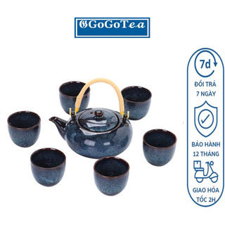 Bộ ấm chén pha trà men thiên mục Lông thỏ hỏa biến