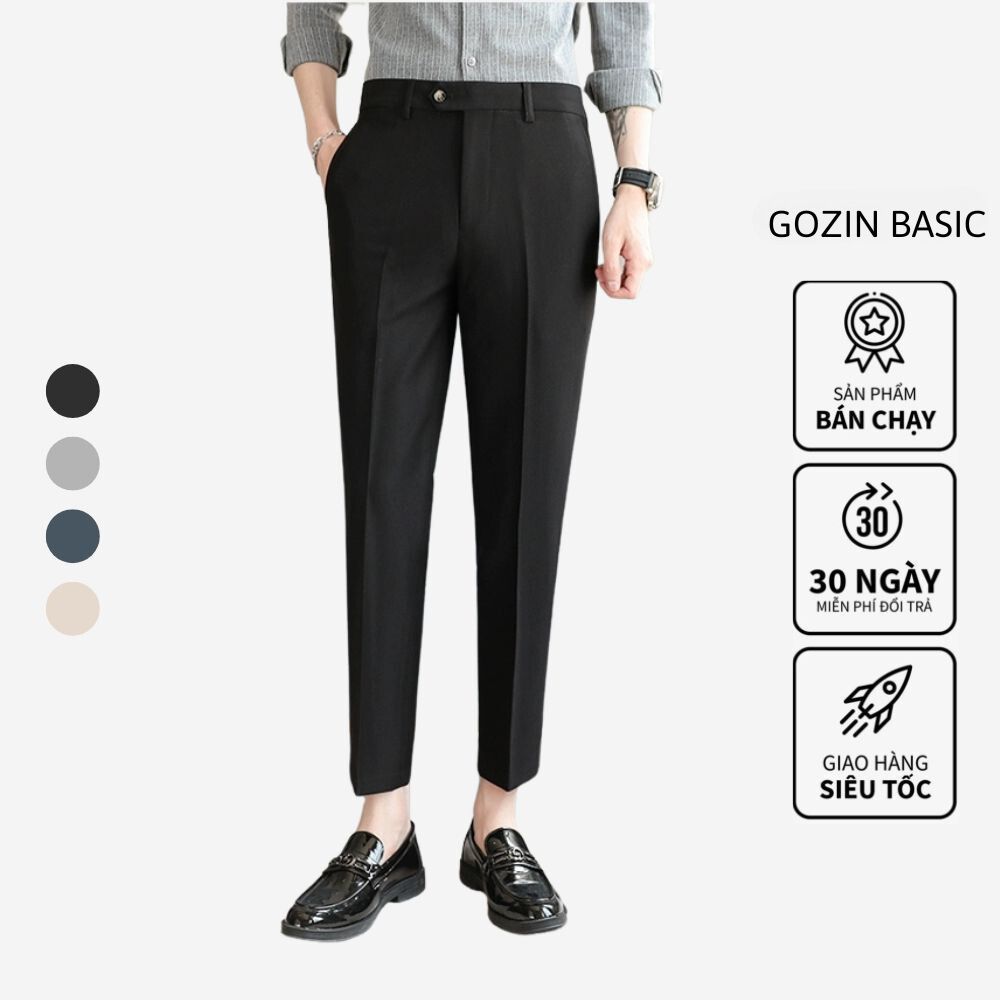 Quần Tây Nam Hàn Quốc GOZIN BASIC Ống Côn Cao Cấp Chất Vải Co Giãn Dày Dặn Form Slimfit Hàn Quốc -JA34