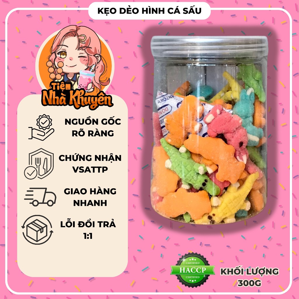 Kẹo dẻo hình cá sấu [Hũ PET 300g]