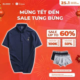 Áo polo nam slimfit BLOOK vải thun cá sấu cotton co giãn thêu hình trẻ trung 35031