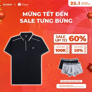 Áo Polo nam cổ bẻ phối sọc BLOOK vải cá sấu Cotton  CVC cao cấp - 35620