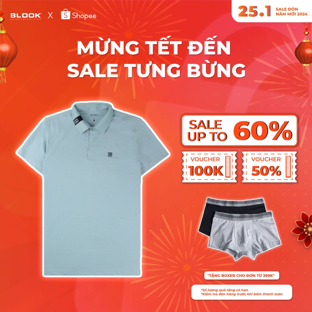 Áo Polo nam Blook có cổ BASIC vải cá sấu cotton, nam tính, chỉn chu, sang trọng mã 35565