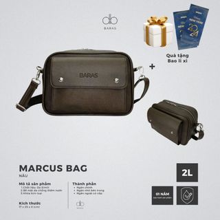 Túi Đeo Chéo da Nam Nữ - Marcus Bag màu Nâu - Túi đeo ngực da chống nước
